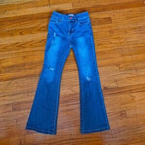 YMI Girl's Dark Blue Distressed Flare Jeans Size 10